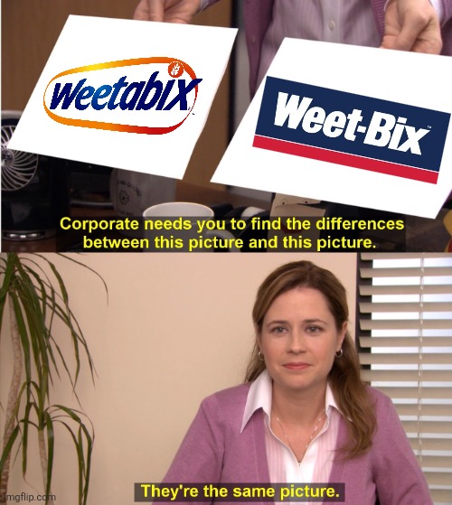Weetabix vs Weet-Bix (again) | image tagged in memes,they're the same picture,weetabix,weetbix,united kingdom,australia | made w/ Imgflip meme maker