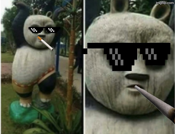 Cigarrette fu panda | image tagged in evil po,kung fu panda,universal studios,cigarettes,dreamworks | made w/ Imgflip meme maker