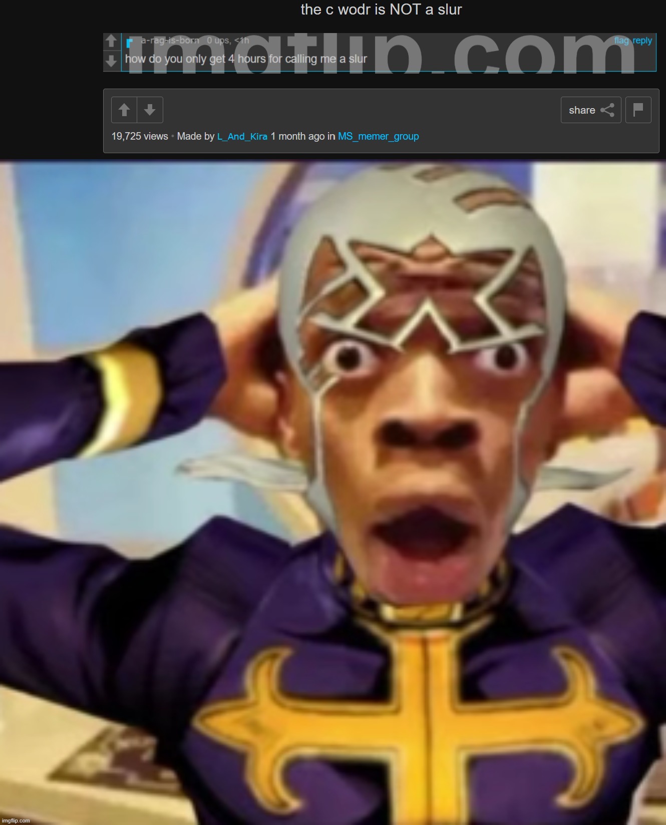 19,725 views | image tagged in pucci in shock | made w/ Imgflip meme maker