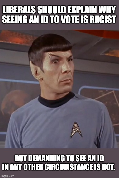 Logic... how does it work again? | LIBERALS SHOULD EXPLAIN WHY SEEING AN ID TO VOTE IS RACIST; BUT DEMANDING TO SEE AN ID IN ANY OTHER CIRCUMSTANCE IS NOT. | image tagged in 2026,voting,id,liberals,insanity,elections | made w/ Imgflip meme maker