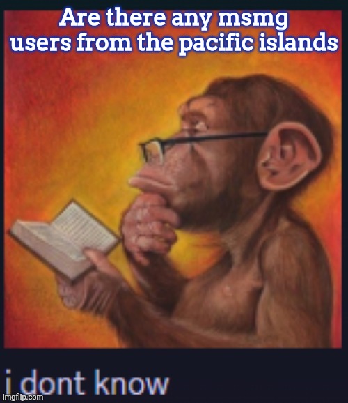 Random thought | Are there any msmg users from the pacific islands | image tagged in i dont know,msmg | made w/ Imgflip meme maker