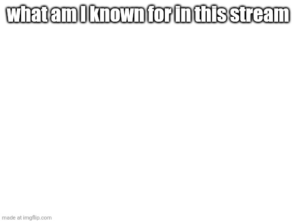 what am I known for in this stream | made w/ Imgflip meme maker