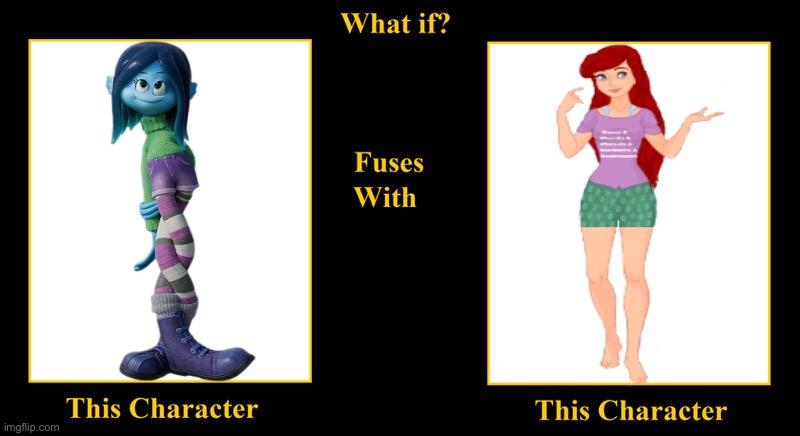 Ruby Gillman Fuses With Ariel | image tagged in blank fusion meme,ariel,the little mermaid,disney princess,ruby gillman teenage kraken,ruby gillman | made w/ Imgflip meme maker