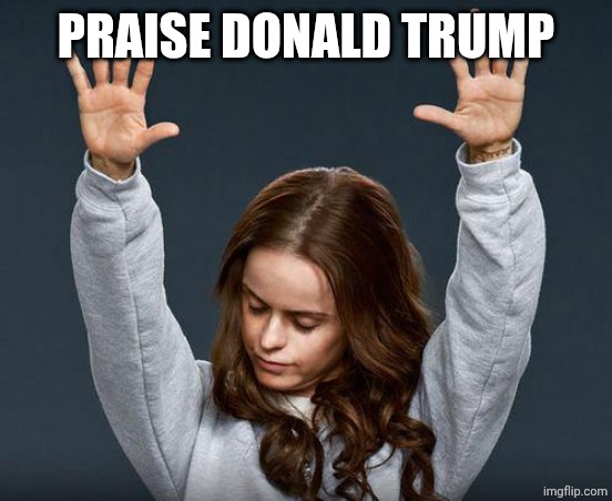 Praise the lord | PRAISE DONALD TRUMP | image tagged in praise the lord | made w/ Imgflip meme maker