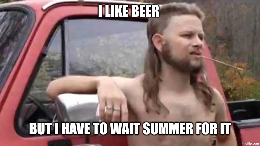 Hold My Beer | I LIKE BEER BUT I HAVE TO WAIT SUMMER FOR IT | image tagged in hold my beer | made w/ Imgflip meme maker