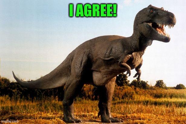 dinosaur | I AGREE! | image tagged in dinosaur | made w/ Imgflip meme maker