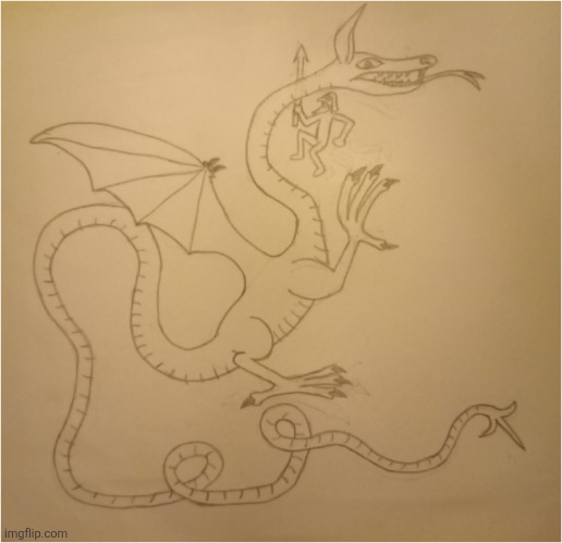 Warrior killing dragon with a spear: | image tagged in drawing,warrior | made w/ Imgflip meme maker