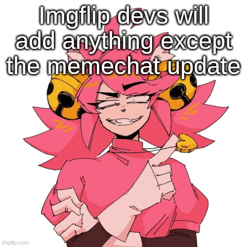 yeah | Imgflip devs will add anything except the memechat update | image tagged in yeah | made w/ Imgflip meme maker