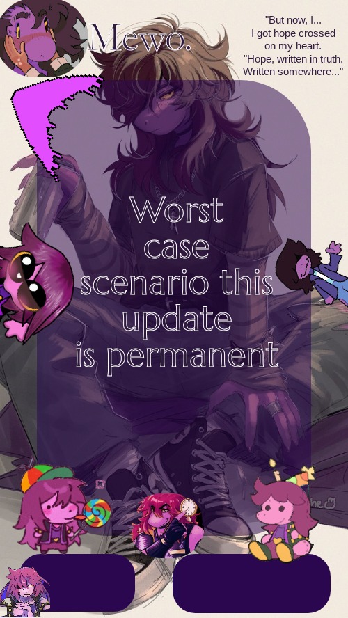 or smth idk anything about superbowl | Worst case scenario this update is permanent | image tagged in mewo's susie template | made w/ Imgflip meme maker