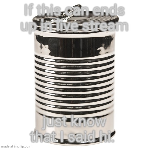 CAN you dig it? | If this can ends up in live stream; just know that I said hi. | image tagged in tin can | made w/ Imgflip meme maker