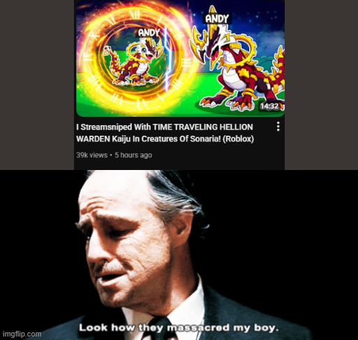 Look how they massacred my boy | image tagged in look how they massacred my boy,roblox,hellion warden,gaming,content farms | made w/ Imgflip meme maker