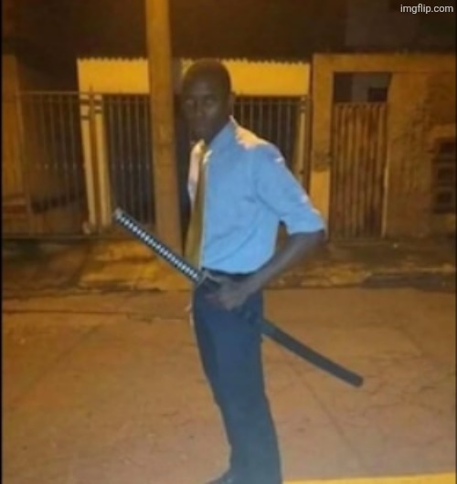 canon | image tagged in louis from l4d2 with an katana | made w/ Imgflip meme maker