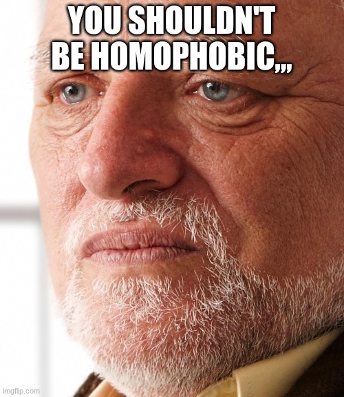 Dissapointment | YOU SHOULDN'T BE HOMOPHOBIC,,, | image tagged in dissapointment | made w/ Imgflip meme maker