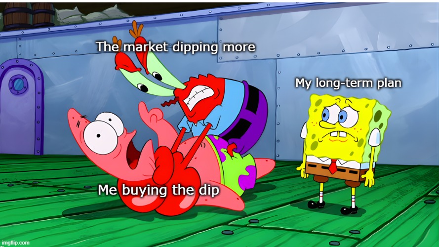 Ah yes, the advanced strategy. | image tagged in meme,strategy,crypto,dip | made w/ Imgflip meme maker