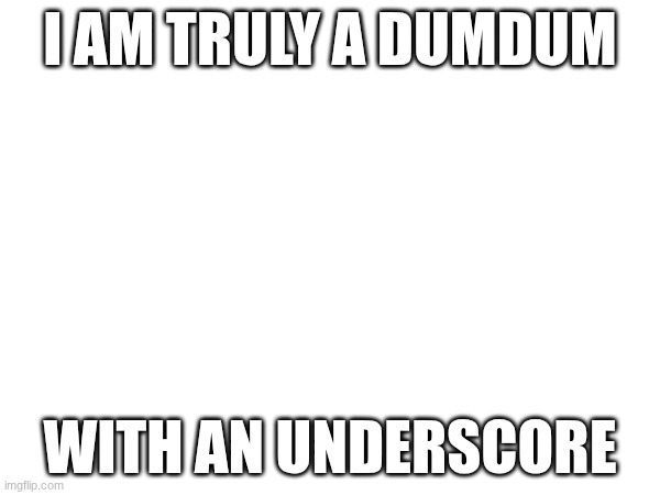 I AM TRULY A DUMDUM; WITH AN UNDERSCORE | made w/ Imgflip meme maker