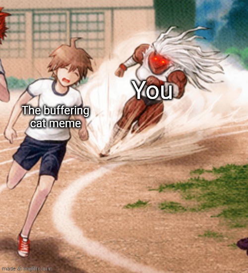 Sakura Ogami running | The buffering cat meme You | image tagged in sakura ogami running | made w/ Imgflip meme maker