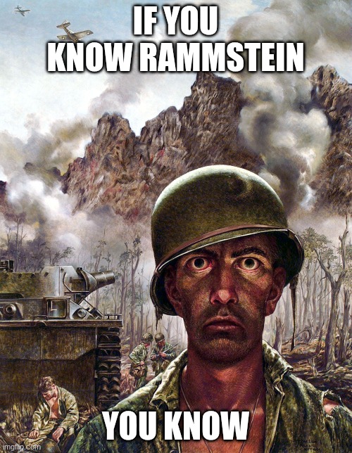 IF YOU KNOW RAMMSTEIN YOU KNOW | image tagged in 1000 yard stare | made w/ Imgflip meme maker