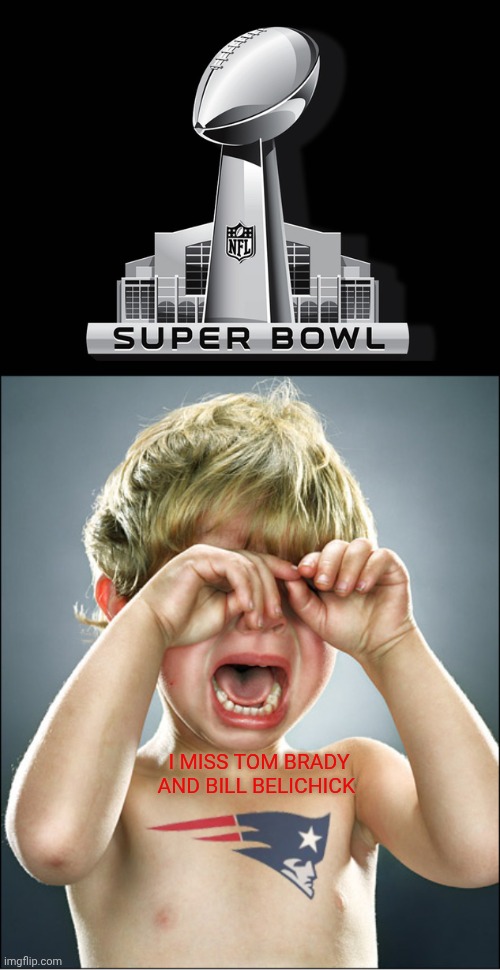 I MISS TOM BRADY AND BILL BELICHICK | image tagged in super bowl deal,new england patriots,lmao,losers | made w/ Imgflip meme maker