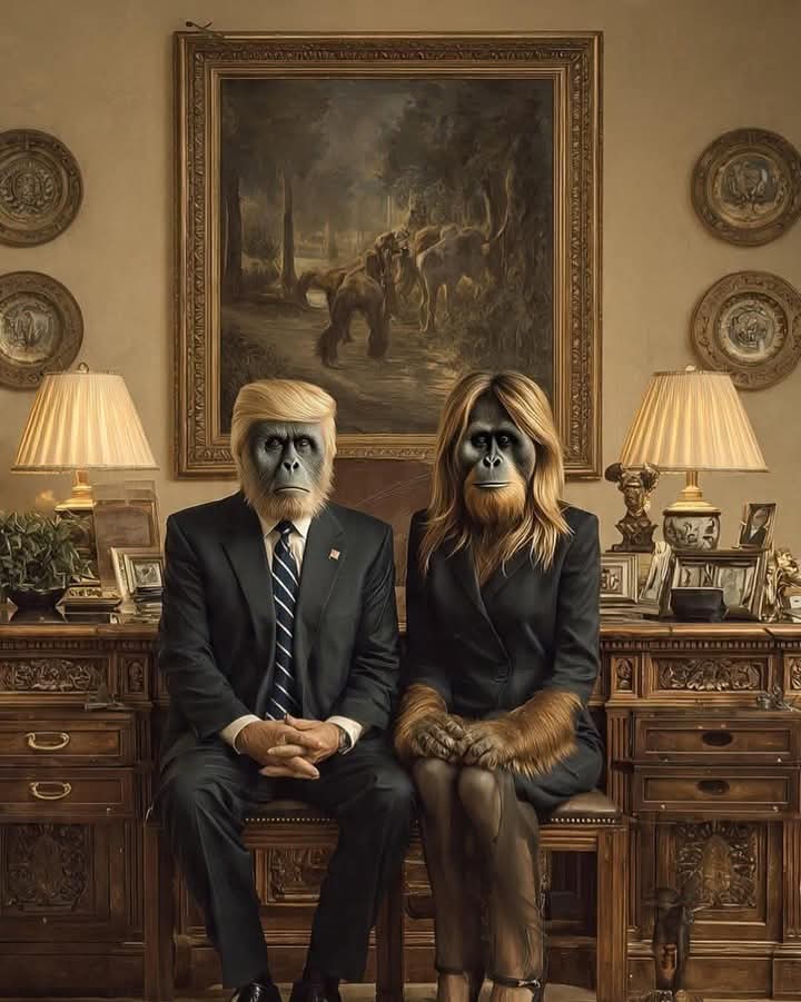 Donald, Melania Chimp Trump Lion King monkey ape Blank Meme Template