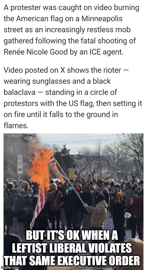 BUT IT'S OK WHEN A LEFTIST LIBERAL VIOLATES THAT SAME EXECUTIVE ORDER | made w/ Imgflip meme maker