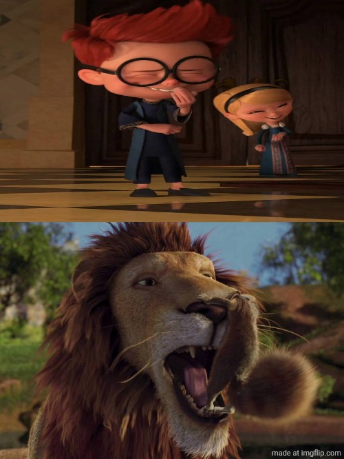 Sherman and Penny Laughs At Samson Put in stuck A Benny's Nose | image tagged in who laughs at samson put in stuck a benny's nose,deviantart,crossover,universal studios,disney,dreamworks | made w/ Imgflip meme maker