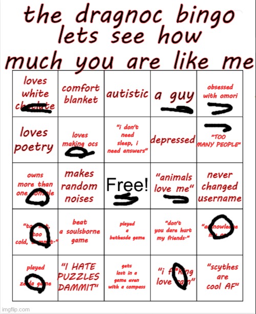 dragnoc bingo | image tagged in dragnoc bingo | made w/ Imgflip meme maker