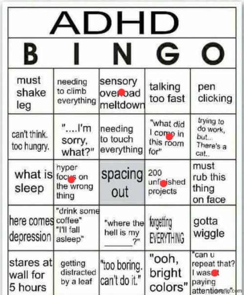 adhd bingo | image tagged in adhd bingo | made w/ Imgflip meme maker
