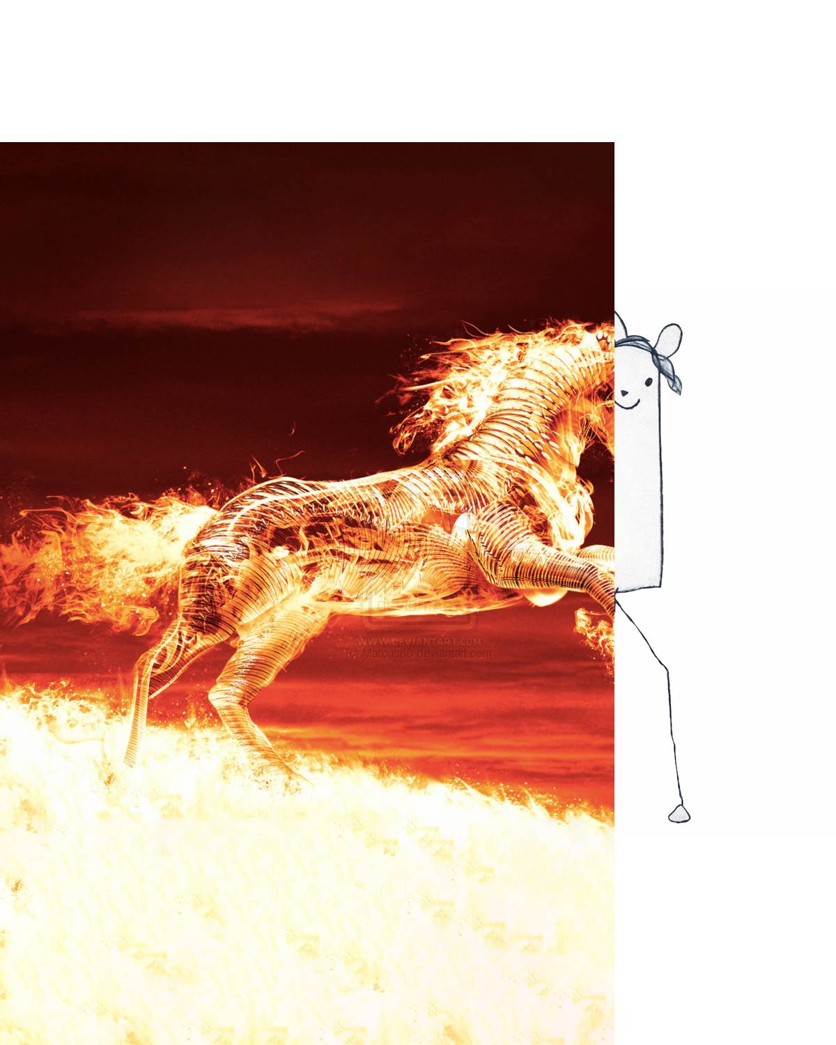 Horse fire then drawing Blank Meme Template