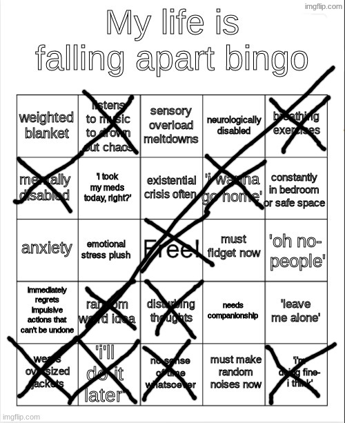 Hobo bingo | image tagged in my life is falling apart bingo | made w/ Imgflip meme maker