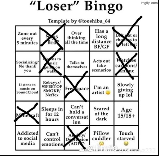 Hobo bingo | image tagged in loser bingo | made w/ Imgflip meme maker