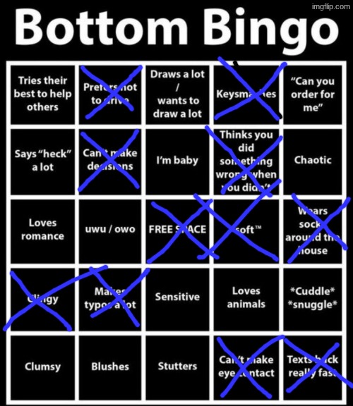 Hobo bingo (but blue lines) | image tagged in bottom bingo | made w/ Imgflip meme maker