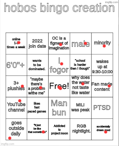 pmo | image tagged in hobo bingo | made w/ Imgflip meme maker