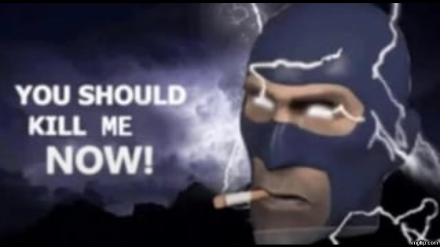 You should kill me NOW! | image tagged in you should kill me now | made w/ Imgflip meme maker