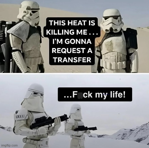 Trooper Transfer | image tagged in star wards,stormtroopers | made w/ Imgflip meme maker
