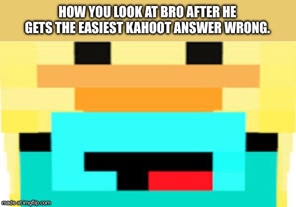 HOW YOU LOOK AT BRO AFTER HE GETS THE EASIEST KAHOOT ANSWER WRONG. | made w/ Imgflip meme maker