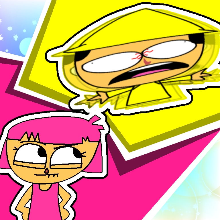 Yellow is having a seizure while pink is staring Blank Meme Template