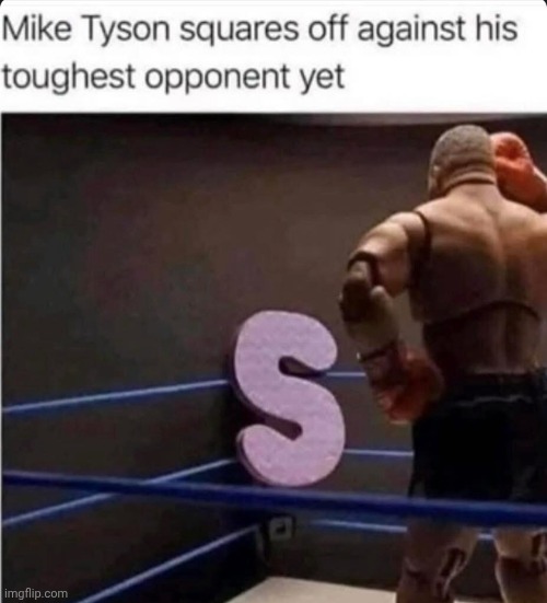 s | image tagged in s,mike tyson | made w/ Imgflip meme maker