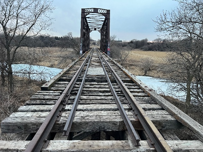 Cool picture of a random abandoned train bridge | made w/ Imgflip meme maker