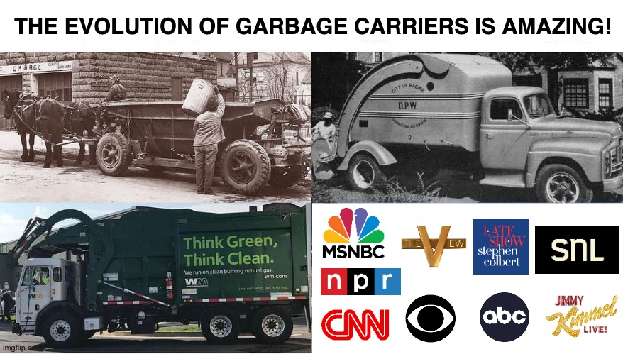 Garbage truck evolution | THE EVOLUTION OF GARBAGE CARRIERS IS AMAZING! | image tagged in garbage truck evolution | made w/ Imgflip meme maker