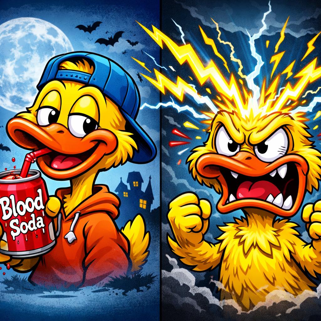 A silly duck drinks a red blood soda and then he gets mad when l Blank Meme Template