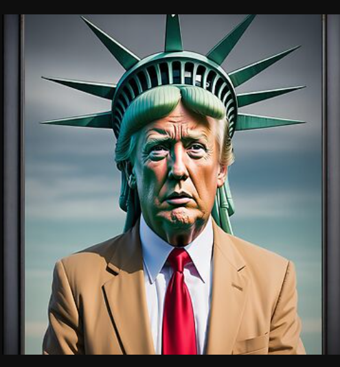 Pres Trump as statue of liberty Blank Meme Template
