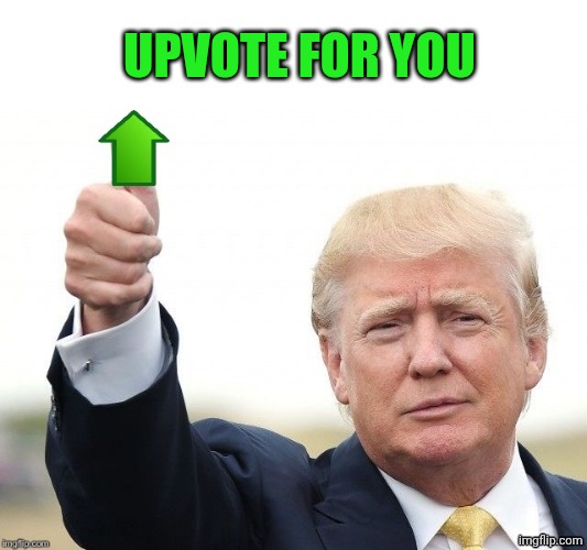 Trump Upvote | UPVOTE FOR YOU | image tagged in trump upvote | made w/ Imgflip meme maker