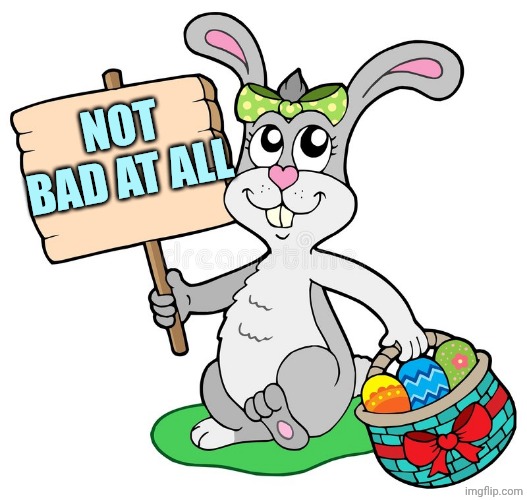Easter Bunny | NOT BAD AT ALL | image tagged in easter bunny | made w/ Imgflip meme maker