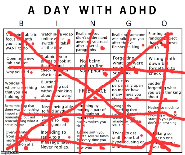 im a little forgetful | image tagged in another adhd bingo | made w/ Imgflip meme maker