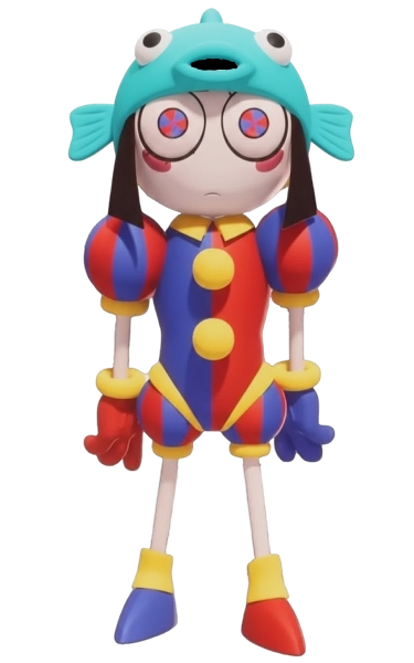 Pomni with her iconic Fish Cap Blank Meme Template