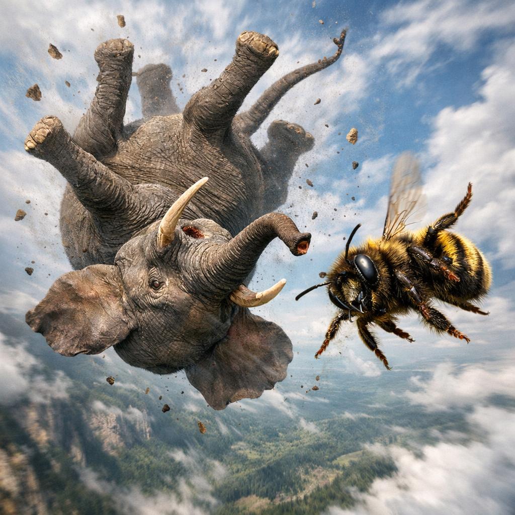 bee on a elephant falling Blank Meme Template