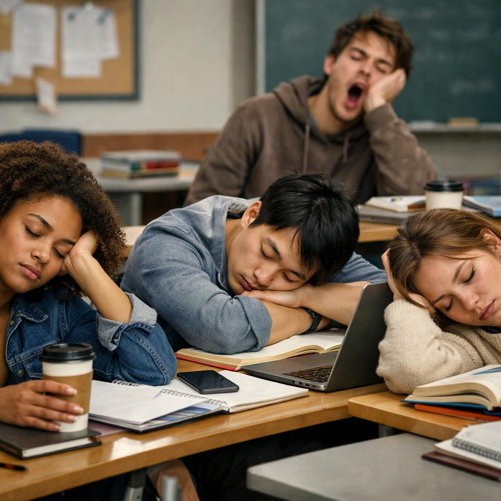 Tired students Blank Meme Template