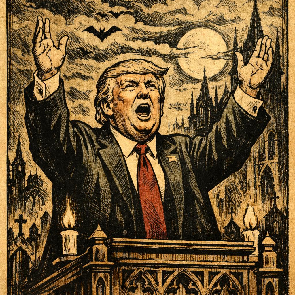 Donald trump about to speak raising his hands up towards the sky Blank Meme Template