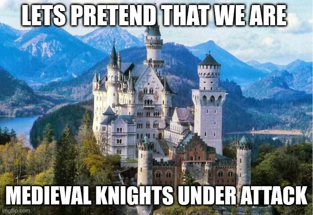 Me | LETS PRETEND THAT WE ARE; MEDIEVAL KNIGHTS UNDER ATTACK | image tagged in castle | made w/ Imgflip meme maker