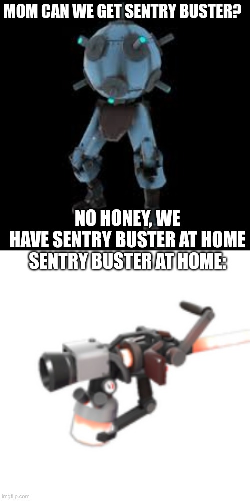 Mom, can we get sentry buster? | MOM CAN WE GET SENTRY BUSTER? NO HONEY, WE HAVE SENTRY BUSTER AT HOME

SENTRY BUSTER AT HOME: | image tagged in sentry buster,vaccinator,tf2 | made w/ Imgflip meme maker
